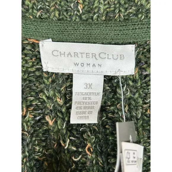 Charter Club Sweater Womens 3X Green Cardigan light weight New with Tags - Picture 8 of 9